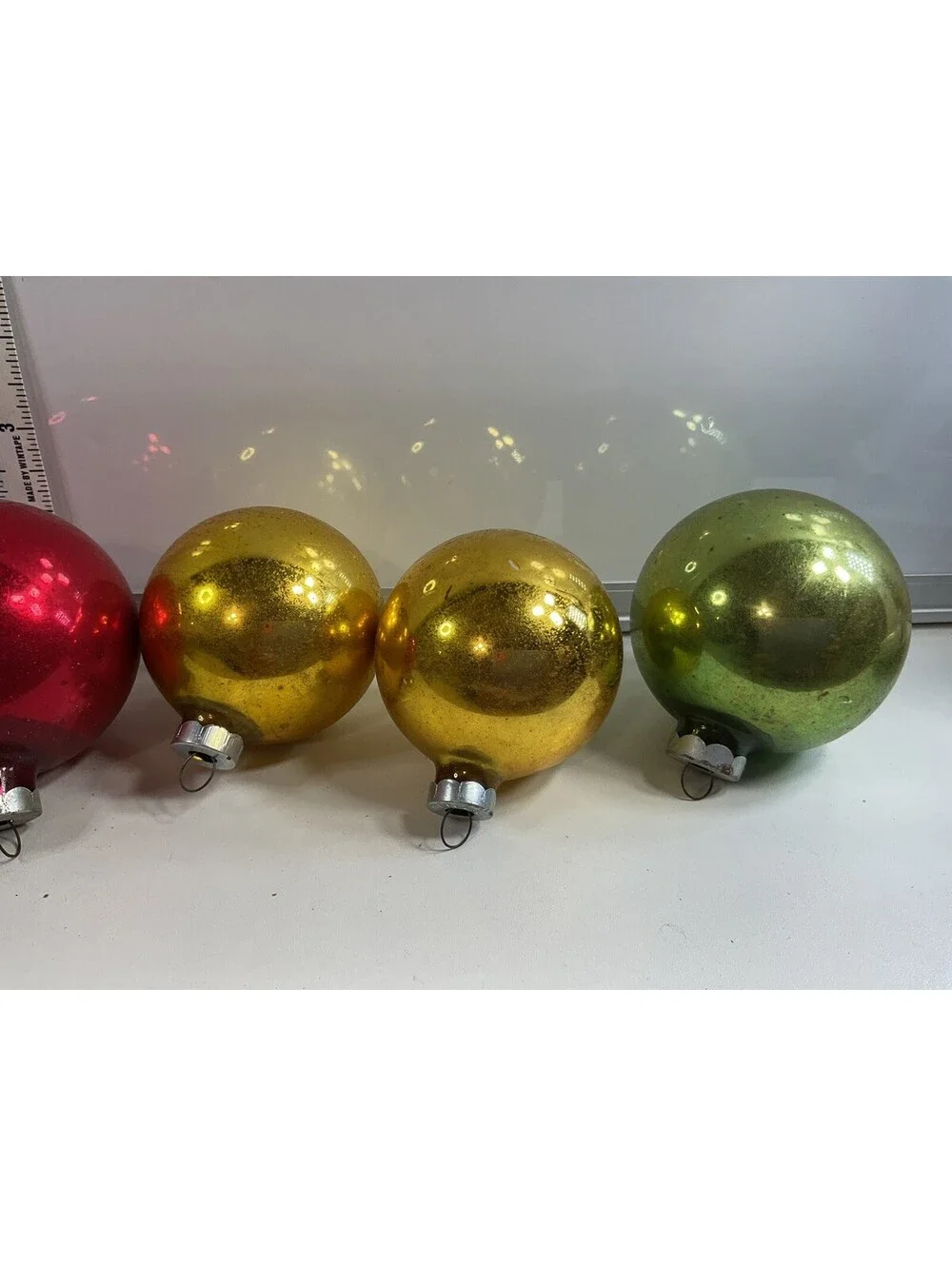 Micro Star Vintage Glass Ball Ornaments 6 IOB